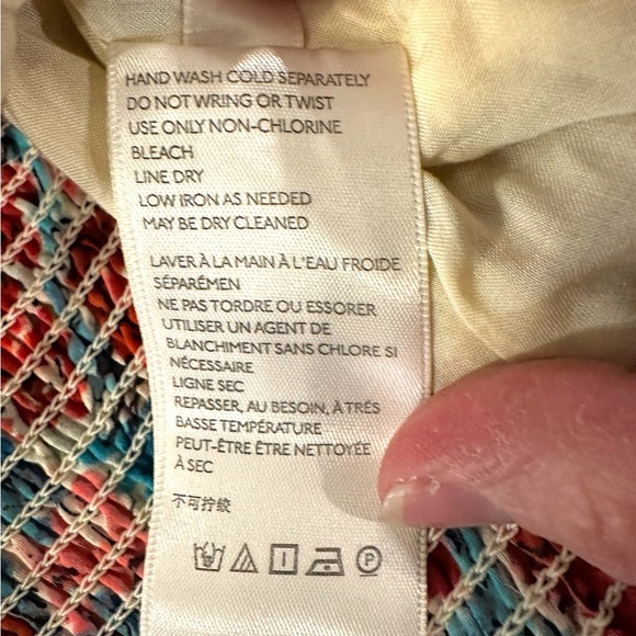 Free People Mabel Printed Rose Combo Open Back Lace Up Blouse Sz L - Picture 5 of 10